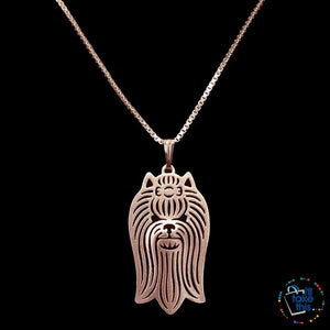 Yorkshire Terrier Profile Pendant in Silver, Gold or Rose Gold plating with BONUS Link chain