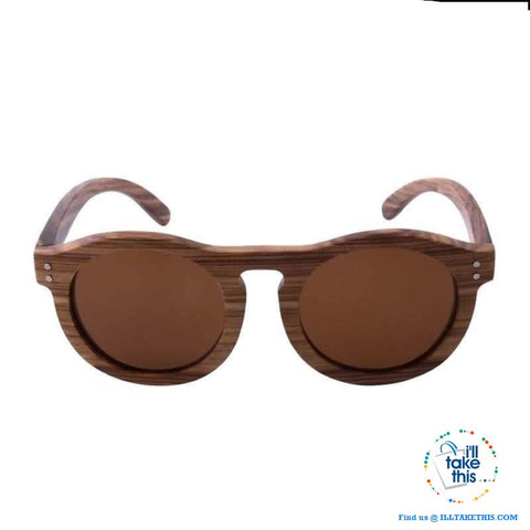 Image of Zebrawood Oval Polarized Wooden Mens or Womens Sunglasses - I'LL TAKE THIS